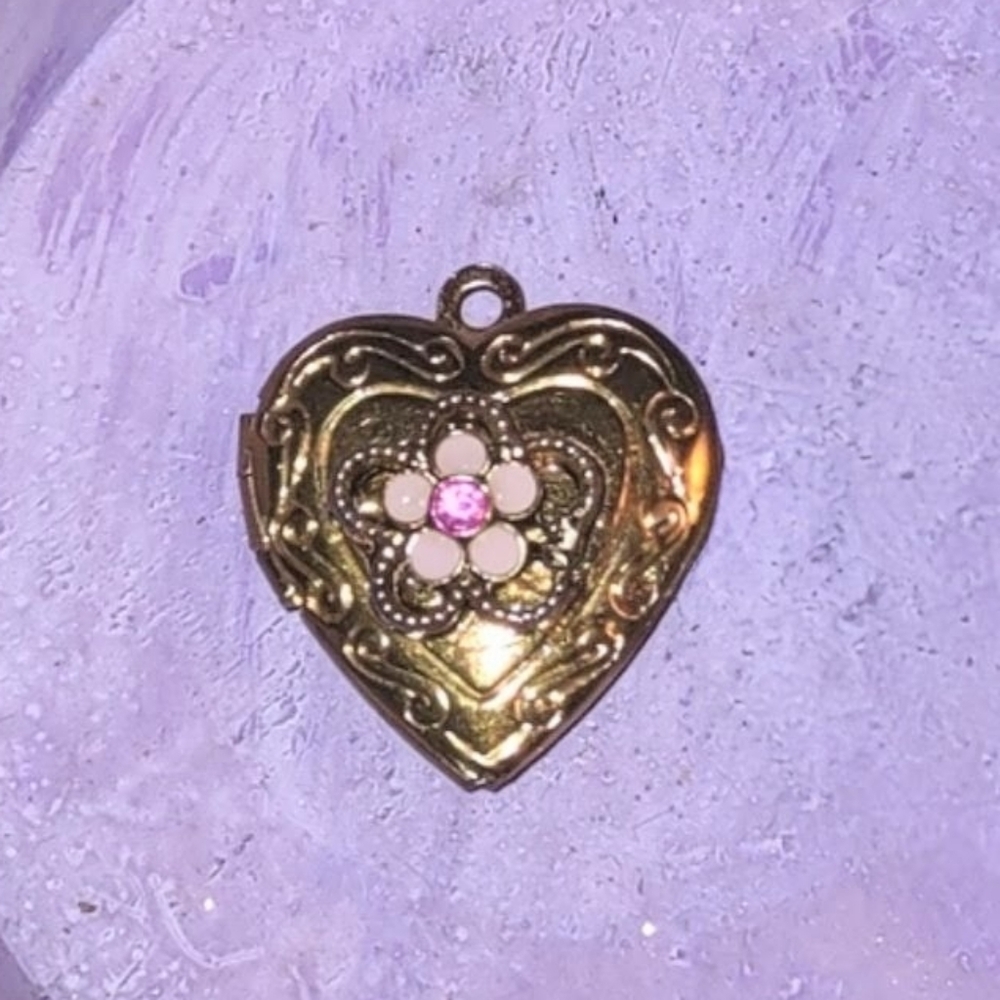 Upcycled Gold Heart Locket Pendant